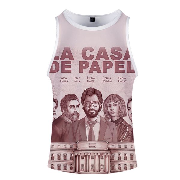 money heist 2019 3d o-neck tank summer sleeveless wide shoulder men' women' casual couple wear, White;black
money heist 2019 3d o-neck tank summer sleeveless wide shoulder men' women' casual couple wear, White;black