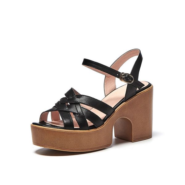 real leather platform womens sandals high heels leather buckle ankle strip dress casual women summer shoes, Black
real leather platform womens sandals high heels leather buckle ankle strip dress casual women summer shoes, Black