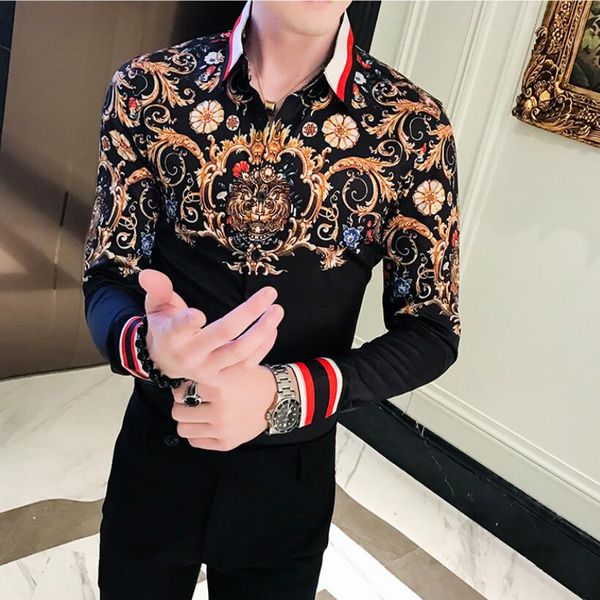 2019 floral shirt men slim long sleeve casual male shirts digital print night club prom tuxedo shirt blouse homme, White;black
2019 floral shirt men slim long sleeve casual male shirts digital print night club prom tuxedo shirt blouse homme, White;black