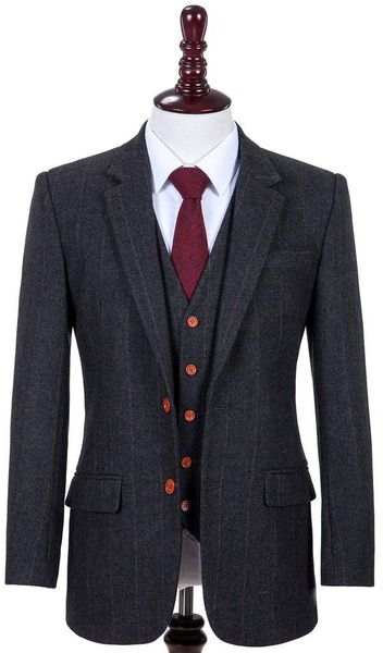 dark grey herringbone tweed three piece suit retro gentleman style classic tweed tailor wedding suits for men, White;black
dark grey herringbone tweed three piece suit retro gentleman style classic tweed tailor wedding suits for men, White;black