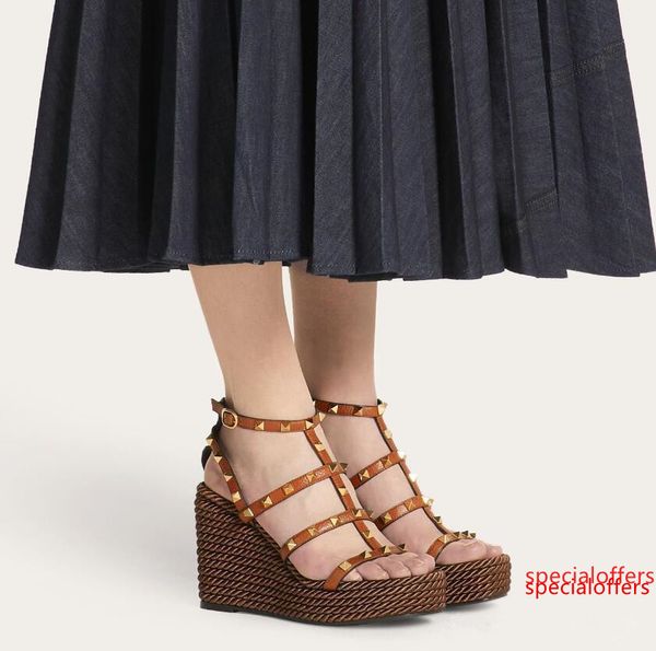 designer women s party wedges studs sandals platform high heels shoes spiked sandal calf leather suede wedges calfskin straps with rock shoe, Black
designer women s party wedges studs sandals platform high heels shoes spiked sandal calf leather suede wedges calfskin straps with rock shoe, Black