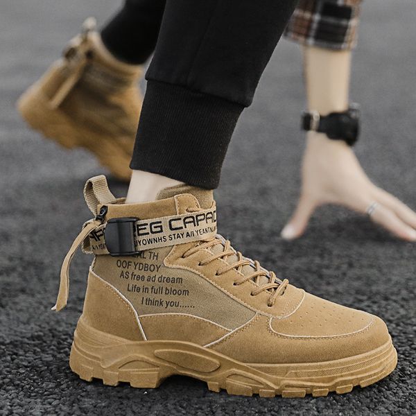 sale men's boots martin boots suitable for autumn and winter hip-hop style high cut antibacterial and deodorant wear-resistant non-slip, Black