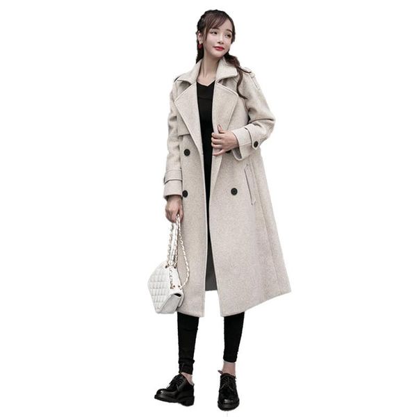 women autumn winter casual wool blends trench coat female solid slim long coat wool coats lady cashmere outerwear with belt v502, Black
women autumn winter casual wool blends trench coat female solid slim long coat wool coats lady cashmere outerwear with belt v502, Black