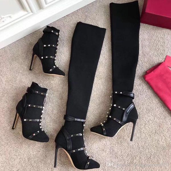Designer 2018brand autumn winter socks boots High heeled women's shoes Fine heel Knitted elastic boots rivets, long short boots Sexy fa
Designer 2018brand autumn winter socks boots High heeled women's shoes Fine heel Knitted elastic boots rivets, long short boots Sexy fa