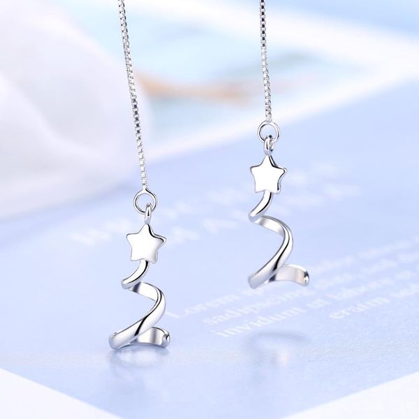 japanese and korean temperament fresh and sweet simple five-pointed star rotating long tassel ear line female star earrings, Silver
japanese and korean temperament fresh and sweet simple five-pointed star rotating long tassel ear line female star earrings, Silver