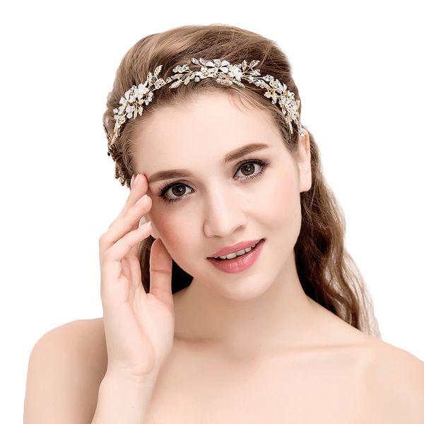 other gold bridal hair vine bohemian style wedding headpiece crystal pearl headband flower leaves accessories, Golden;white
other gold bridal hair vine bohemian style wedding headpiece crystal pearl headband flower leaves accessories, Golden;white