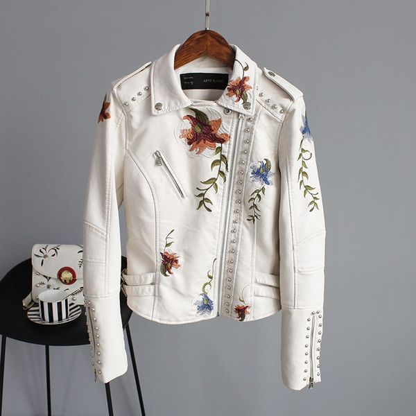 2019 faux soft leather jacket coat turn-down collar casual pu motorcycle black punk outerwear women floral print embroidery
2019 faux soft leather jacket coat turn-down collar casual pu motorcycle black punk outerwear women floral print embroidery