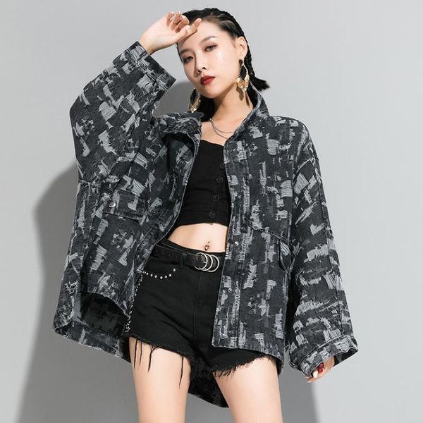 Streetwear Fashion Brand 2020 Spring Water Wased Cardigan Catch Broken Denim Cowboy Windbreaker Batwing Loose Coat For Women, Tan;black
Streetwear Fashion Brand 2020 Spring Water Wased Cardigan Catch Broken Denim Cowboy Windbreaker Batwing Loose Coat For Women, Tan;black