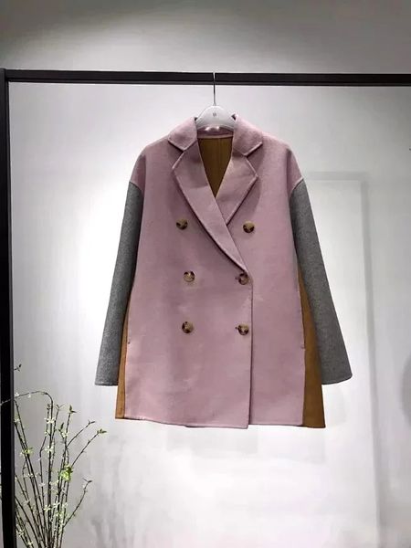 2019 new wool jacket and coat autumn and winter double breasted turn down collar patchwork coats, Black
2019 new wool jacket and coat autumn and winter double breasted turn down collar patchwork coats, Black