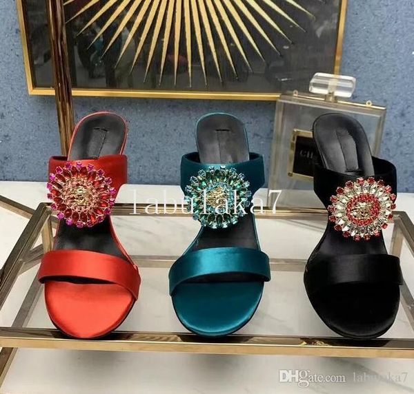 luxury women leather diamond sandals sandal summer high heels with diamond shoes ladies party shoes 10cm with box