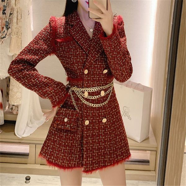 весна осень vintage red tweed плед пальто blazer gold double breasted long jacket шерстяной костюм топы верхней одежду с плетеным поясом сум, Black
весна осень vintage red tweed плед пальто blazer gold double breasted long jacket шерстяной костюм топы верхней одежду с плетеным поясом сум, Black