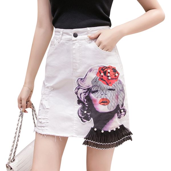 new harajuku pearl beading denim skirts womens 2019 summer high waist mesh patchwork jeans skirt print mini skirt faldas mujer, Black
new harajuku pearl beading denim skirts womens 2019 summer high waist mesh patchwork jeans skirt print mini skirt faldas mujer, Black