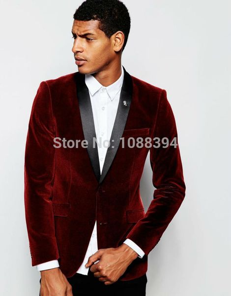 tailor made suit burgundy velvet men wedding suit handsome one button tuxedos for men slim fit groom tuxedos, White;black
tailor made suit burgundy velvet men wedding suit handsome one button tuxedos for men slim fit groom tuxedos, White;black