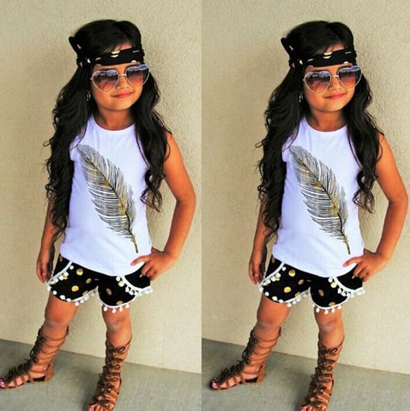 ins baby girls clothes sets feather printed dot shorts 2pcs set sleeveless kids outfits summer kid clothing dhw2346, White
ins baby girls clothes sets feather printed dot shorts 2pcs set sleeveless kids outfits summer kid clothing dhw2346, White