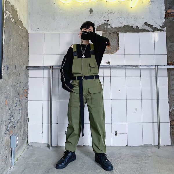 men vintage streetwear hip hop loose cargo harem pants overalls male fashion sashe casual bib jumpsuits tooling trousers, Black
men vintage streetwear hip hop loose cargo harem pants overalls male fashion sashe casual bib jumpsuits tooling trousers, Black