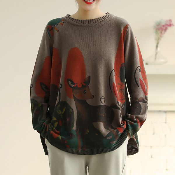 johnature women print deer knitted pullover sweaters 2020 spring new o-neck long sleeve 4 color women cloths vintage sweaters, White;black
johnature women print deer knitted pullover sweaters 2020 spring new o-neck long sleeve 4 color women cloths vintage sweaters, White;black