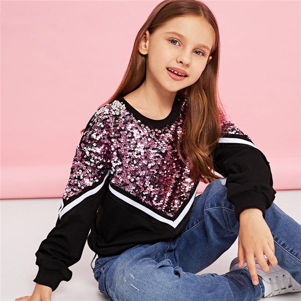 contrast sequin casual pullover sweatshirts for girls spring korean long sleeve kids teenager clothes, Black
contrast sequin casual pullover sweatshirts for girls spring korean long sleeve kids teenager clothes, Black