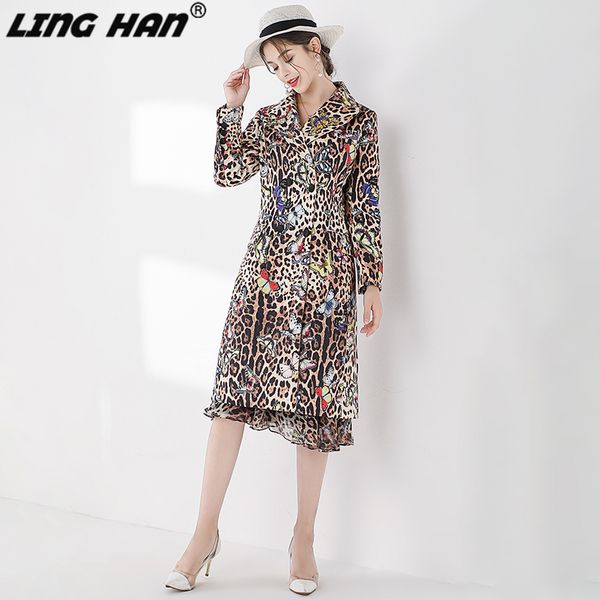 ling han runway fashion autumn winter coats women's long sleeve leopard printed double breasted elegant vintage female coat, Tan;black
ling han runway fashion autumn winter coats women's long sleeve leopard printed double breasted elegant vintage female coat, Tan;black