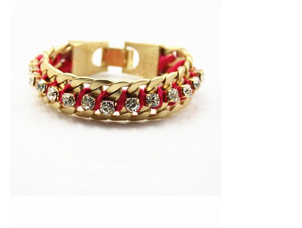 new european and american fashion and exaggerative accessories hand ornaments high-quality alloy inlaid drill hand-knitted women's brac, Black 
new european and american fashion and exaggerative accessories hand ornaments high-quality alloy inlaid drill hand-knitted women's brac, Black