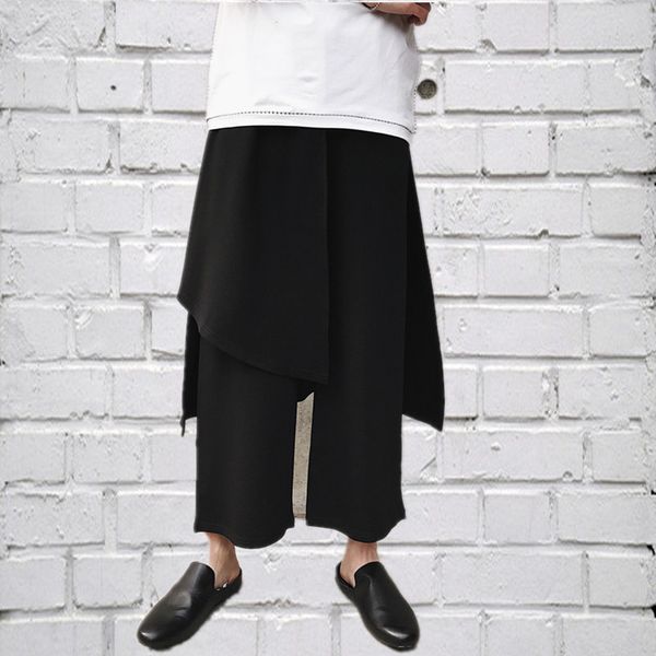 27-46 2019 new men's clothing hair stylist fashion hip hop irregular splicing fake two pieces culottes plus size costumes, Black
27-46 2019 new men's clothing hair stylist fashion hip hop irregular splicing fake two pieces culottes plus size costumes, Black