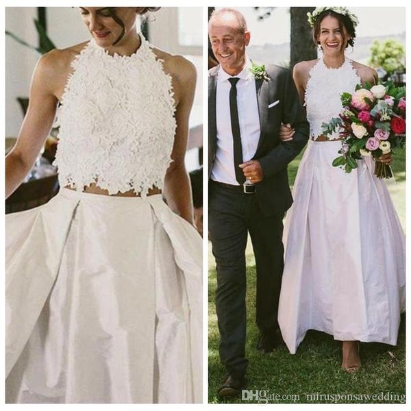 elegant country style two piece wedding dresses jewel neck lace applique satin sweep train wedding dress bridal gowns vestidos de novia, White
elegant country style two piece wedding dresses jewel neck lace applique satin sweep train wedding dress bridal gowns vestidos de novia, White