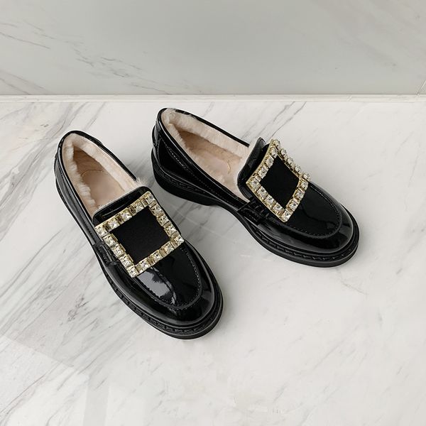 crystal square buckle loafers shoes women genuine leather warm flats female winter plush elagent flat ladies casual flats, Black
crystal square buckle loafers shoes women genuine leather warm flats female winter plush elagent flat ladies casual flats, Black