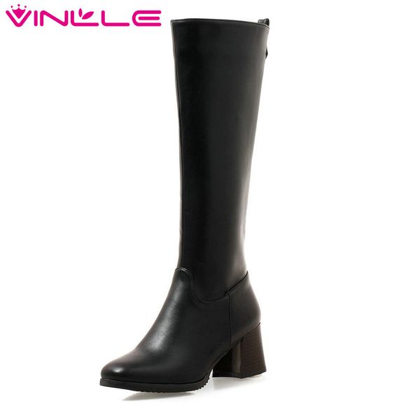 vinlle 2019 women shoes knee high boots high heel pu leather pointed toe western style zipper ladies motorcycle shoes size 34-43, Black
vinlle 2019 women shoes knee high boots high heel pu leather pointed toe western style zipper ladies motorcycle shoes size 34-43, Black