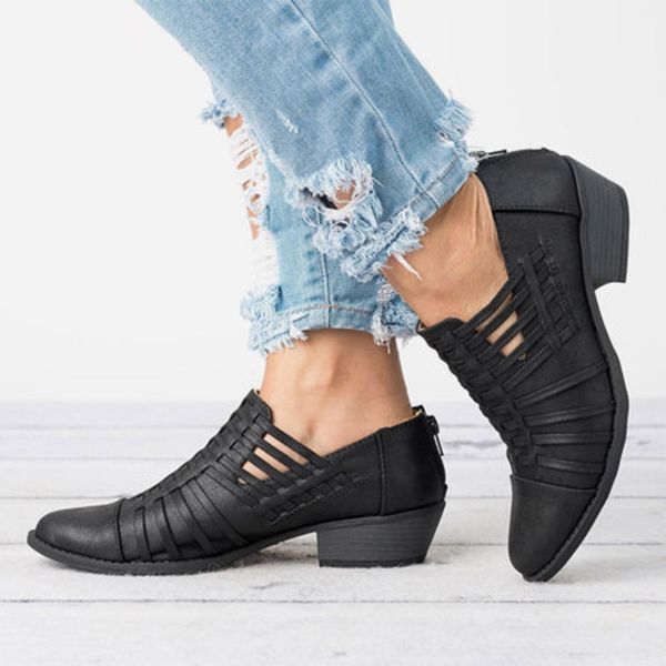 women zip hollow out pointed toe vintage autumn shoes plus size ladies platform thick middle heels female fashion footwear, Black
women zip hollow out pointed toe vintage autumn shoes plus size ladies platform thick middle heels female fashion footwear, Black