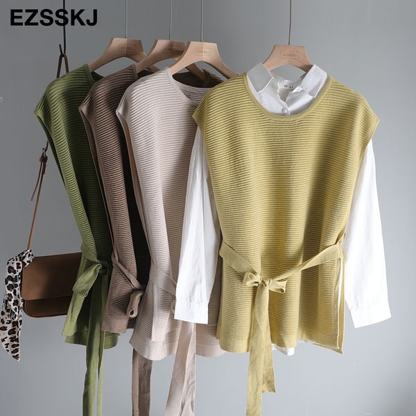 chic spring autumn oversize sash sweater vest women sleeveless pollover casual o-neck sweater female knit jumpers top, White;black
chic spring autumn oversize sash sweater vest women sleeveless pollover casual o-neck sweater female knit jumpers top, White;black