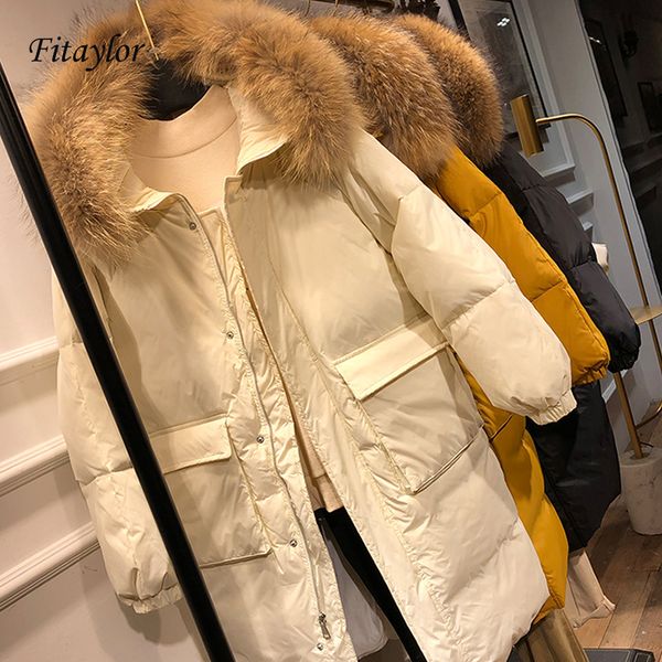 fitaylor winter women jacket large artificial fur collar hooded medium long parkas warm snow overcoat, Black
fitaylor winter women jacket large artificial fur collar hooded medium long parkas warm snow overcoat, Black