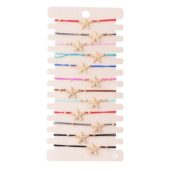 плетеный цвет rope boho starfish rhinestone браслет 12 комплектов набор браслетов, Black 
плетеный цвет rope boho starfish rhinestone браслет 12 комплектов набор браслетов, Black