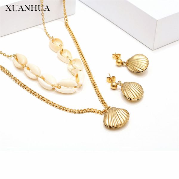 xuanhua shell multi layer necklace earrings set conch stainless steel jewelry sets women accessories fashion jewelry, Silver
xuanhua shell multi layer necklace earrings set conch stainless steel jewelry sets women accessories fashion jewelry, Silver