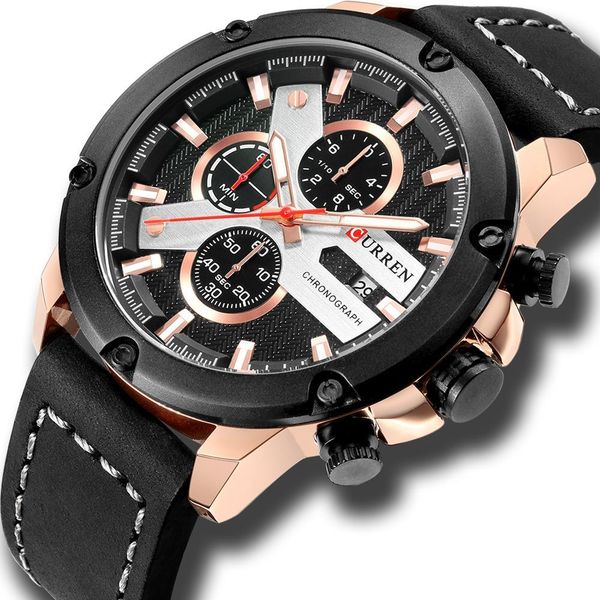 watch men sports chronograph quartz wrist watches fashion brand curren leather relog hombre water resistence with calendar, Slivery;brown
watch men sports chronograph quartz wrist watches fashion brand curren leather relog hombre water resistence with calendar, Slivery;brown