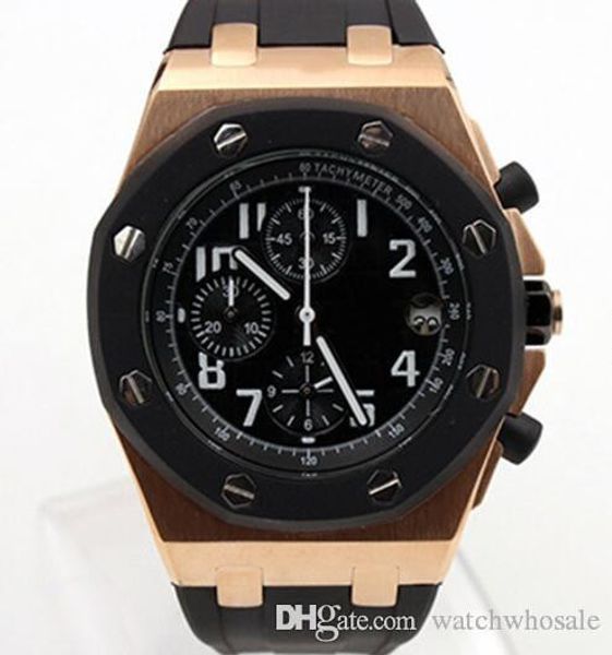 2019 high royal oak offshore chronograph swatch 42mm rose pink gold case dial black rubber strap quartz battery mens wristwatch, Slivery;brown
2019 high royal oak offshore chronograph swatch 42mm rose pink gold case dial black rubber strap quartz battery mens wristwatch, Slivery;brown