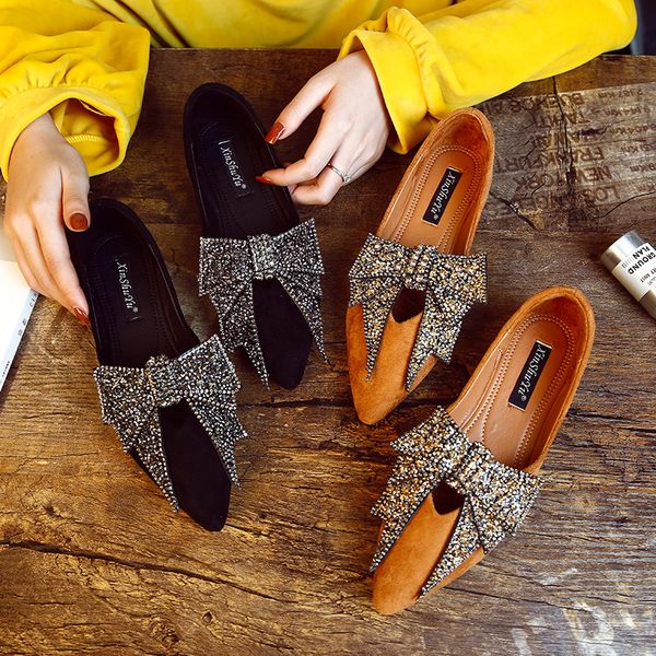 shine crystal bow-knot pointed toe flats soft flock casual single shoes woman shallow slip on comfy moccasins all match loafers, Black
shine crystal bow-knot pointed toe flats soft flock casual single shoes woman shallow slip on comfy moccasins all match loafers, Black