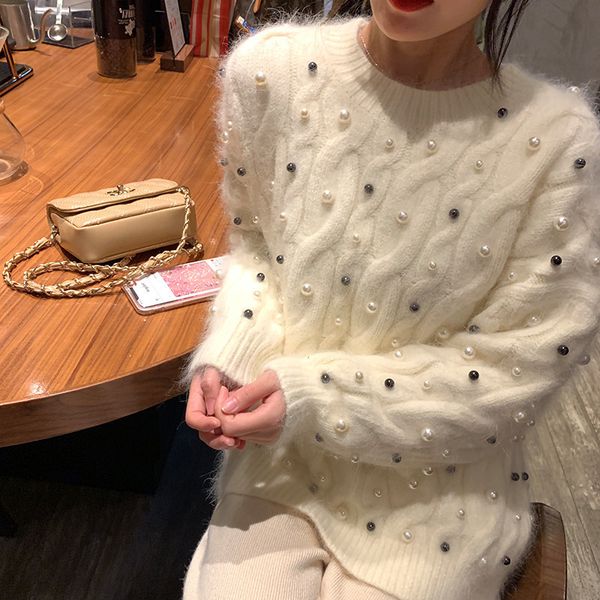 luxury pearls twist sweaters women 2019 new sweaters female jumper long sleeve pullovers round neck mujer sueter sa295s30, White;black
luxury pearls twist sweaters women 2019 new sweaters female jumper long sleeve pullovers round neck mujer sueter sa295s30, White;black