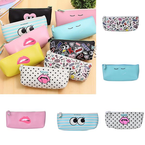 1pc candy color lip dot pen bag stationery pouch cute modern girl pu leather school pencil case for girl zipper cosmetic bags
1pc candy color lip dot pen bag stationery pouch cute modern girl pu leather school pencil case for girl zipper cosmetic bags