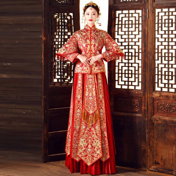 chinese traditional wedding dress women phoenix embroidery rhinestone modern cheongsam long qipao red oriental style dresses
chinese traditional wedding dress women phoenix embroidery rhinestone modern cheongsam long qipao red oriental style dresses