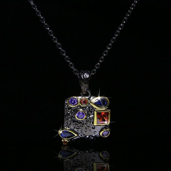 black gold necklace colorful zircon for women wedding party engagement jewelry gift chains necklaces, Silver
black gold necklace colorful zircon for women wedding party engagement jewelry gift chains necklaces, Silver