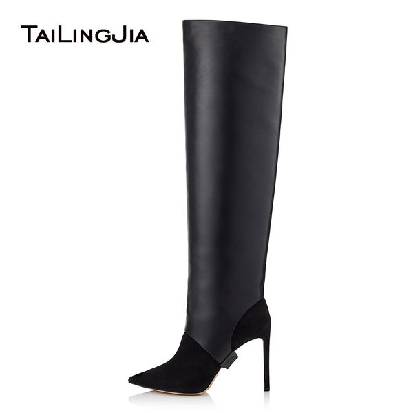 women pointy toe black faux suede pu leather two piece knee high booties stylish patent gold high heel detachable shaft boots
women pointy toe black faux suede pu leather two piece knee high booties stylish patent gold high heel detachable shaft boots