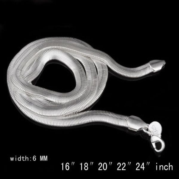 925 silver plated 6mm flat snake link chain necklaces 16 18 20 22 24 inch for men women jewelry accessories christmas gift dhl
925 silver plated 6mm flat snake link chain necklaces 16 18 20 22 24 inch for men women jewelry accessories christmas gift dhl
