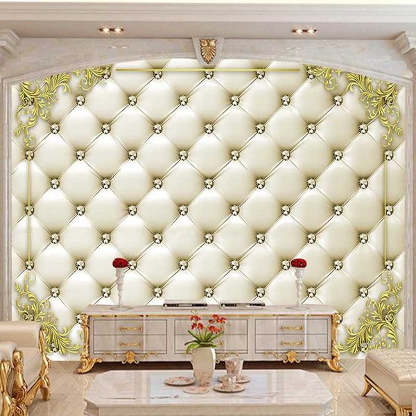 custom 3d diamond soft pack imitation leather pattern mural wallpaper european style bedroom living room tv background decor art
custom 3d diamond soft pack imitation leather pattern mural wallpaper european style bedroom living room tv background decor art