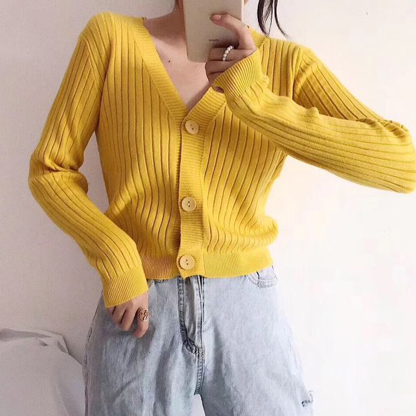 sagace 2020 women solid color elegant sweater long sleeve coat loose knitted short cardigan button fashion korean streetwear 127, White
sagace 2020 women solid color elegant sweater long sleeve coat loose knitted short cardigan button fashion korean streetwear 127, White