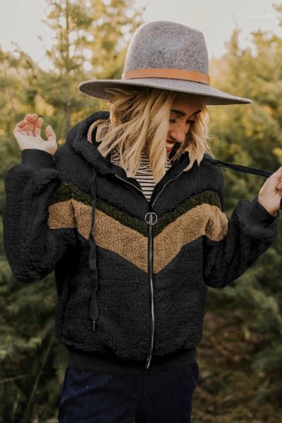 winter coats plush loose plus size long sleeved hooded zipper coats fashion women coats contrast color women, Black
winter coats plush loose plus size long sleeved hooded zipper coats fashion women coats contrast color women, Black