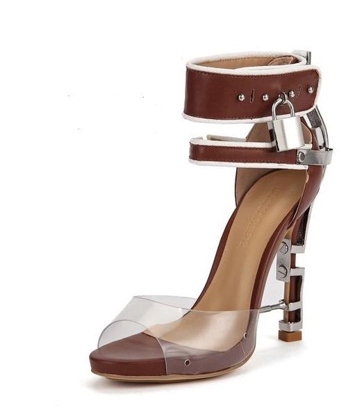fish mouth transparencies with metal lock decoration ankle strap female sandals thick bottom stiletto-heels brown 35-43 01, Black
fish mouth transparencies with metal lock decoration ankle strap female sandals thick bottom stiletto-heels brown 35-43 01, Black