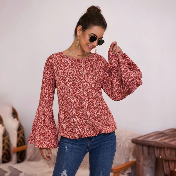women autumn winter blouse new round neck long bell sleeve floral sweet fashion plus size ladies, White
women autumn winter blouse new round neck long bell sleeve floral sweet fashion plus size ladies, White