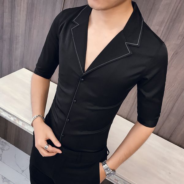 2020 solid color sleeve shirt men kemeja pria camisa masculina suit collar casual style half sleeve men's shirt, White;black
2020 solid color sleeve shirt men kemeja pria camisa masculina suit collar casual style half sleeve men's shirt, White;black