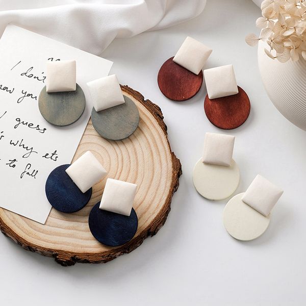 new style autumn cold wind vintage geometric round square wooden drop earrings for female accessories, Silver
new style autumn cold wind vintage geometric round square wooden drop earrings for female accessories, Silver