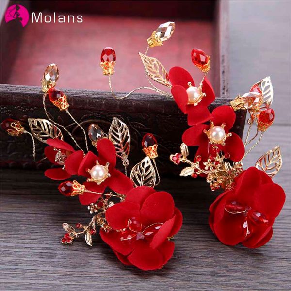 molans chinese red flower pearl gemstone hairpins for bridal wedding golden leaf fabric floral alloy chain for women headpiece
molans chinese red flower pearl gemstone hairpins for bridal wedding golden leaf fabric floral alloy chain for women headpiece