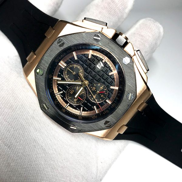 new fashion 5 colors mens automatic sweeping watch sapphire glass royal oak rubber strap all sub dials works, Slivery;brown
new fashion 5 colors mens automatic sweeping watch sapphire glass royal oak rubber strap all sub dials works, Slivery;brown